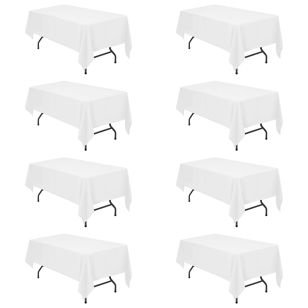 BRILLMAX 6 Pack White Tablecloths 60x126 Inch for 8ft Rectangle Tables