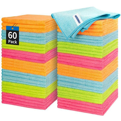 Microfiber Cleaning Cloth, 100 Pack Cleaning Rags Microfiber Towel Bulk Absorbent Lint-Free Wash Cloths, All-Purpose Shop Towels for Cars, Automotive, Garage, Home & Kitchen 11.5"*11.5"
