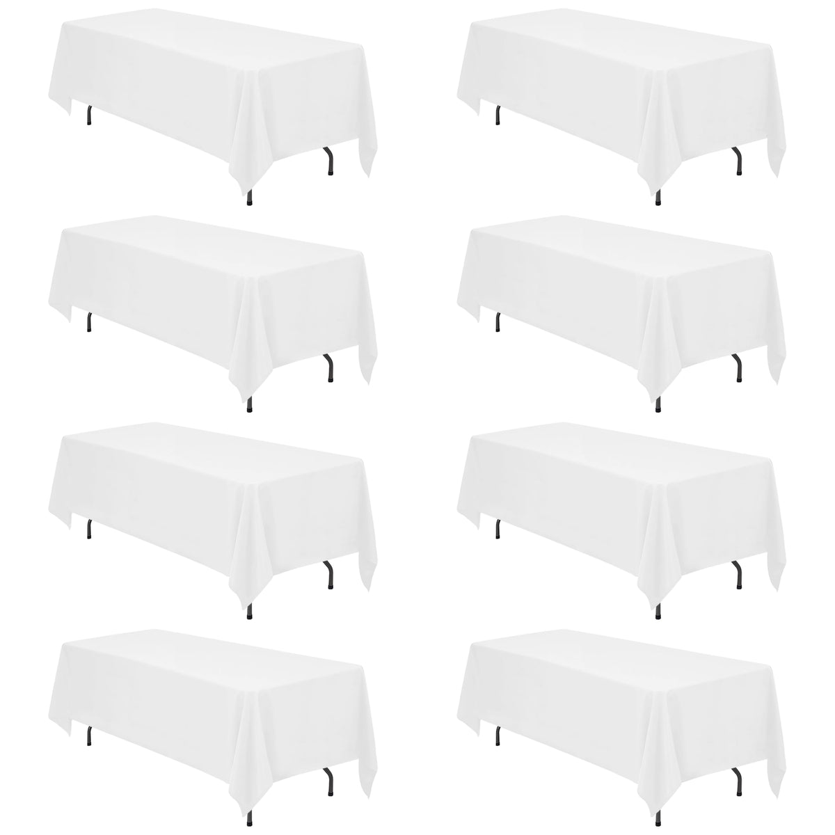 BRILLMAX 6 Pack White Tablecloths 60x126 Inch for 8ft Rectangle Tables