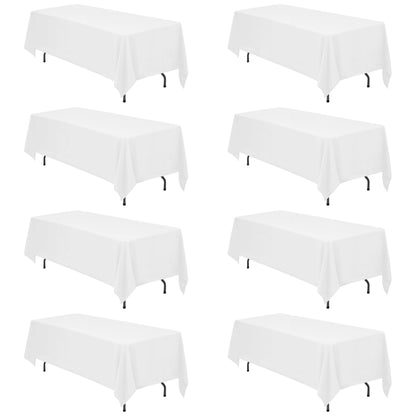 BRILLMAX 6 Pack White Tablecloths 60x126 Inch for 8ft Rectangle Tables