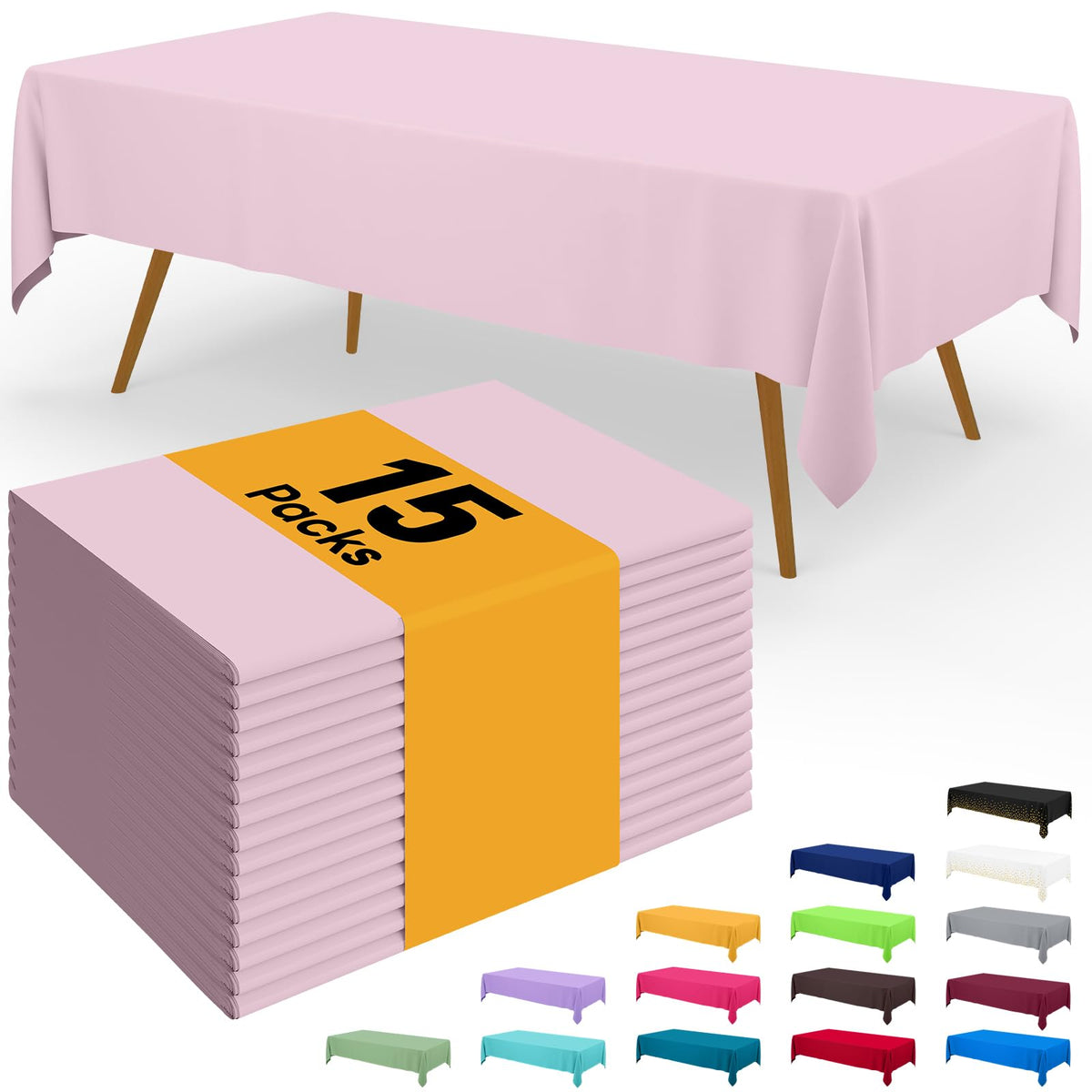 Smiry Plastic Disposable Waterproof Table Cloth - 54 x 108 Inch, 6 Packs