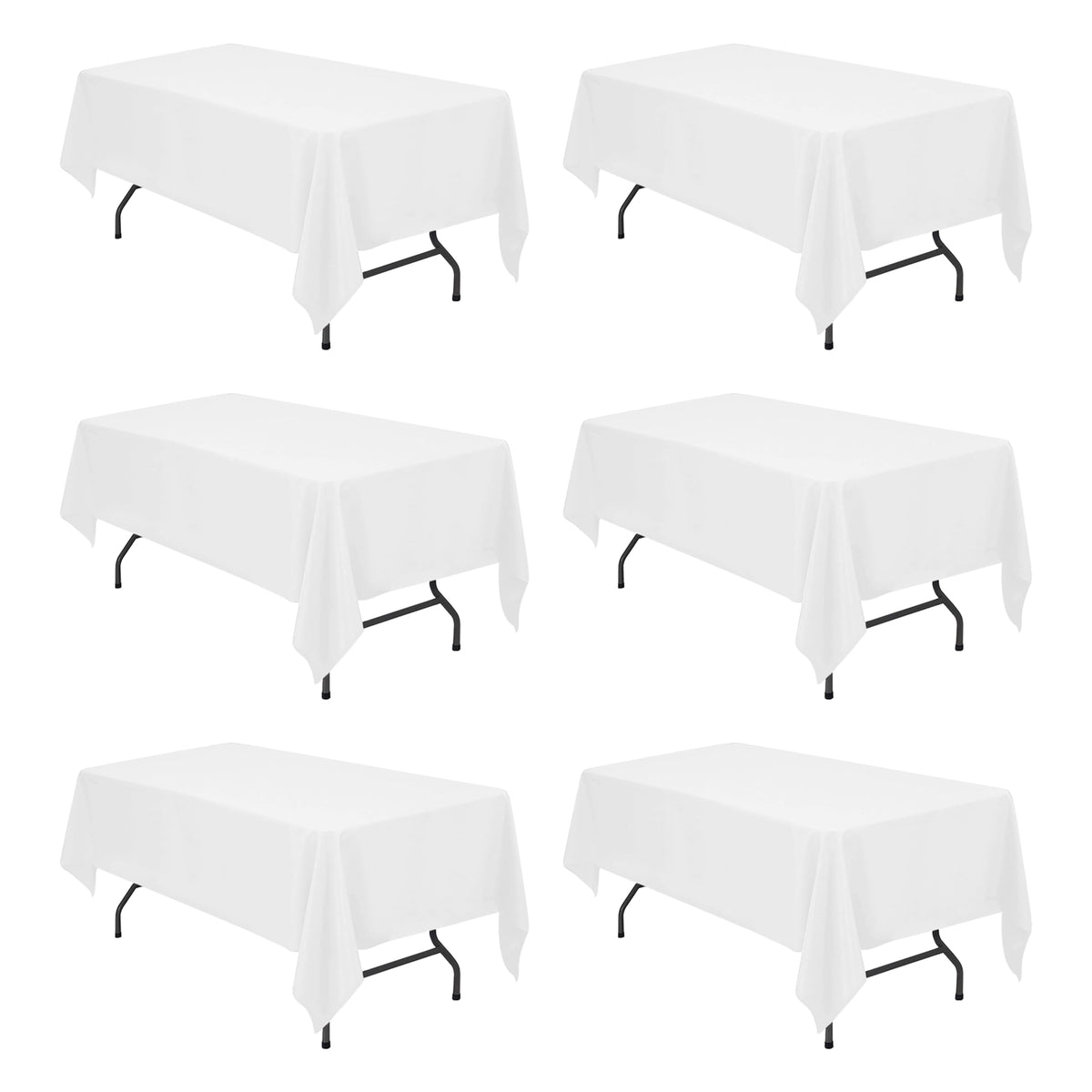 BRILLMAX 6 Pack White Tablecloths 60x126 Inch for 8ft Rectangle Tables