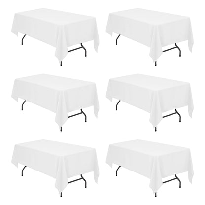 BRILLMAX 6 Pack White Tablecloths 60x126 Inch for 8ft Rectangle Tables