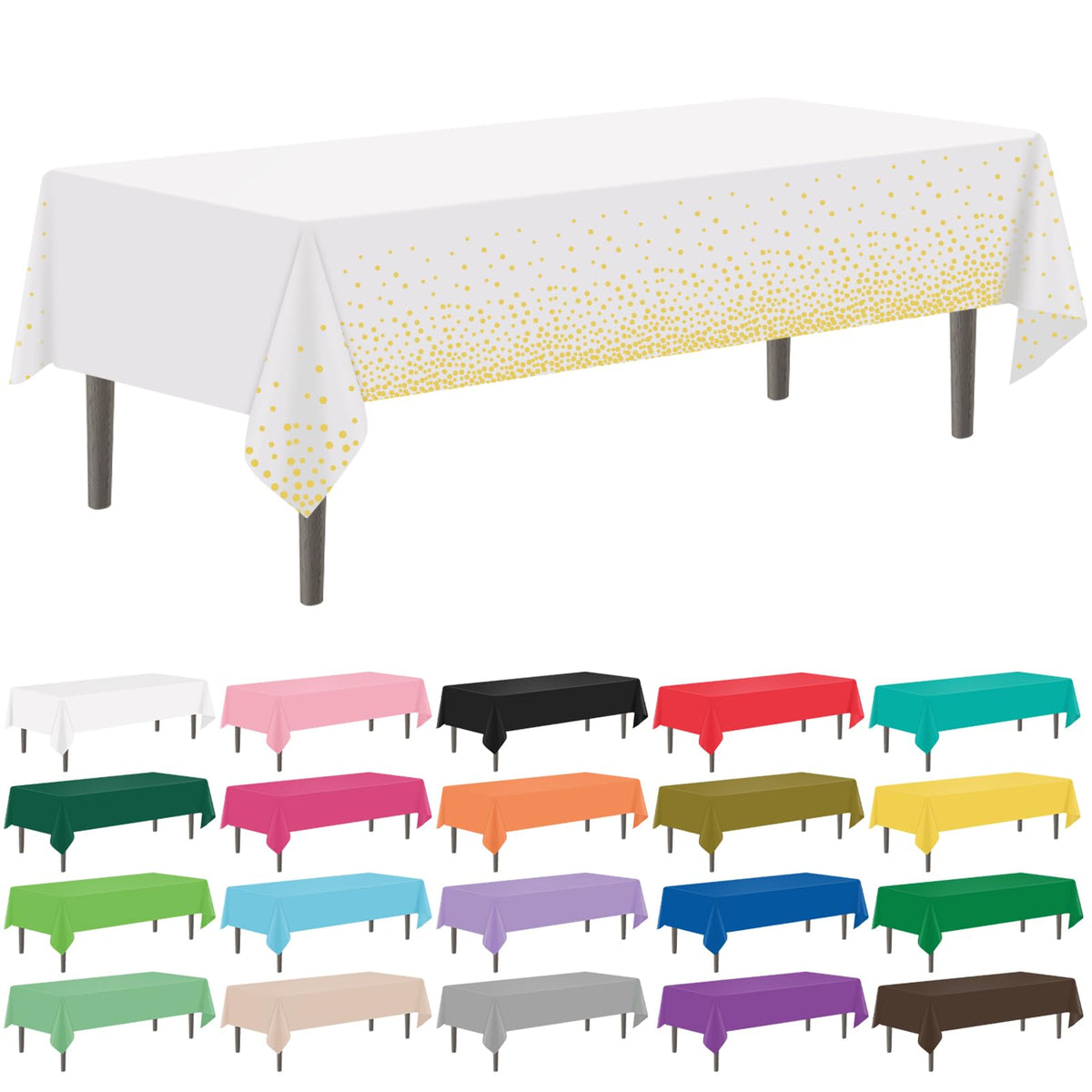 YSYJ 12 Pack Beige 54 x 108 Inch Disposable Plastic Tablecloths Rectangular Table Cloth Plastic Table Cover for Parties