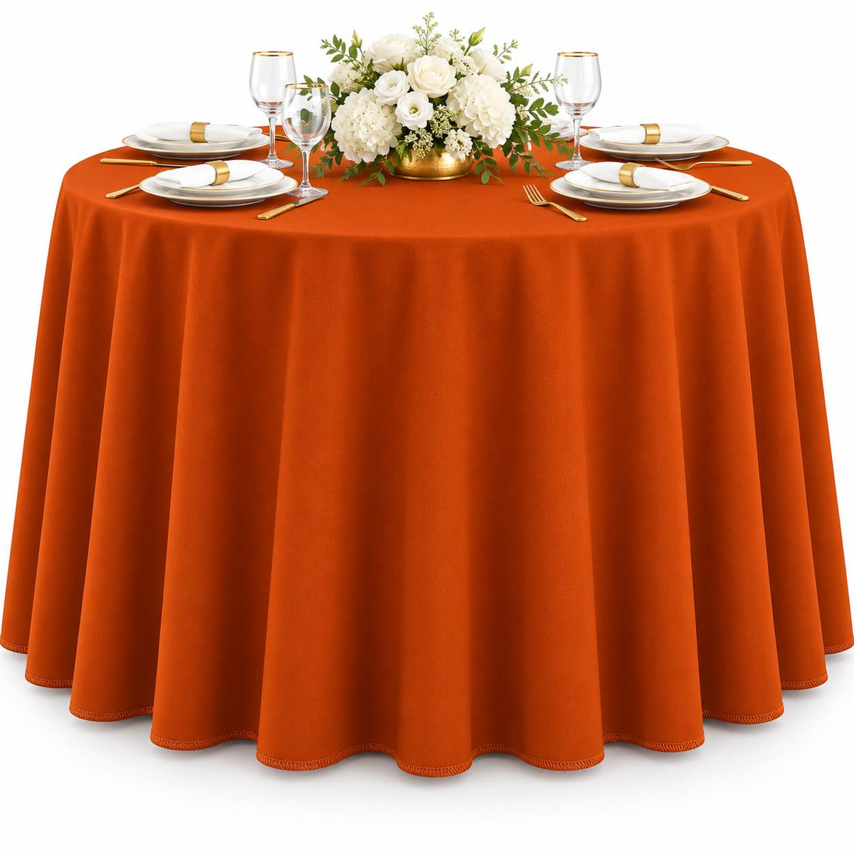 AK TRADING CO. 60 x 102-Inch Rectangular Polyester Tablecloth - Made in USA - Wrinkle-Resistant, Flame Retardant, Durable Party Table Cover, Banquet Tablecloth, Wedding Table Cover - Orange