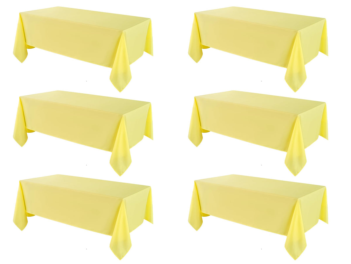 6 Pack Ivory Rectangle Tablecloths 60x120 Inch for 8ft Tables