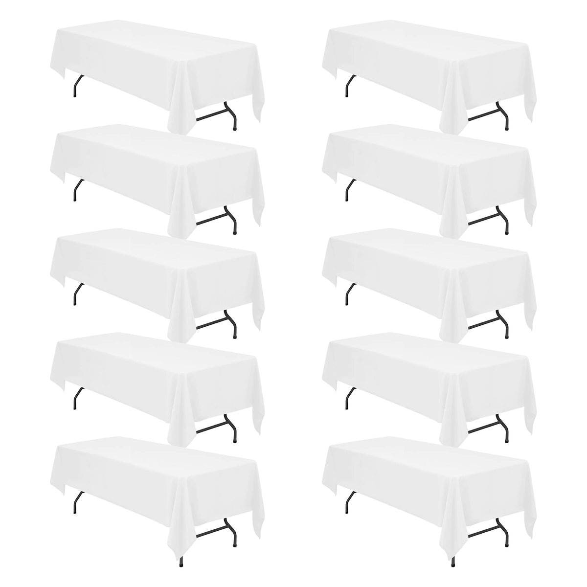 BRILLMAX 6 Pack White Tablecloths 60x126 Inch for 8ft Rectangle Tables