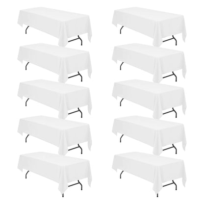 BRILLMAX 6 Pack White Tablecloths 60x126 Inch for 8ft Rectangle Tables