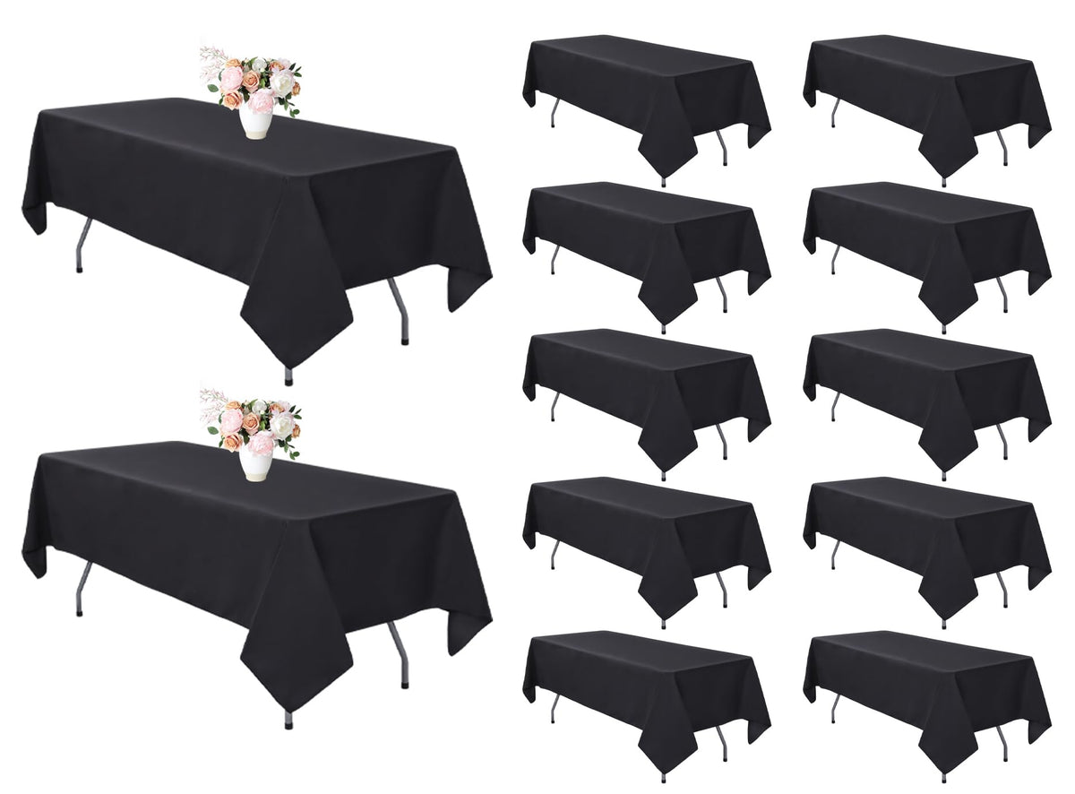 8 Pack White Rectangle Table Cloth 60 x 102 Inch For 6 Foot Tables