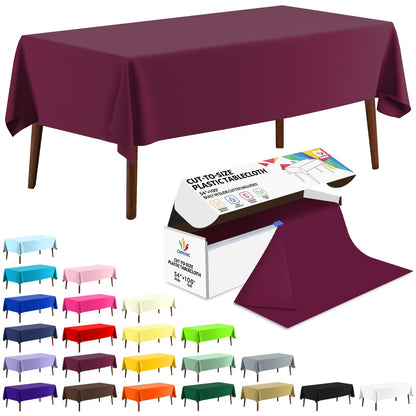 CXPSINC White Plastic Table Cloth Disposable Tablecloth Roll 54 Inch X 300 Feet Plastic Table Cover Roll with Slide Cutter for Picnics, Parties, Banquet, Birthdays, Weddings