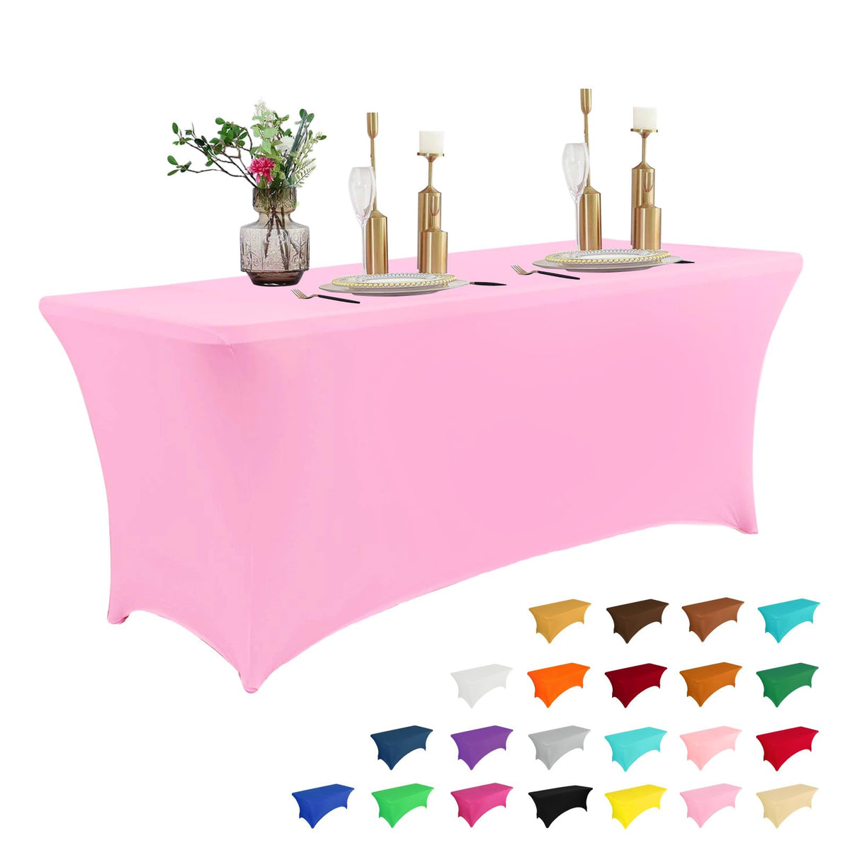 IVAPUPU 2 Pack 6FT Black Table Cloth for Rectangular Spandex Table Cover
