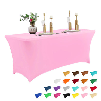 IVAPUPU 2 Pack 6FT Black Table Cloth for Rectangular Spandex Table Cover