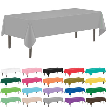 YSYJ 12 Pack Beige 54 x 108 Inch Disposable Plastic Tablecloths Rectangular Table Cloth Plastic Table Cover for Parties