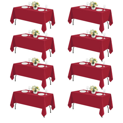 White Rectangle Table Cloth 60 x 102 Inch, 8 Pack