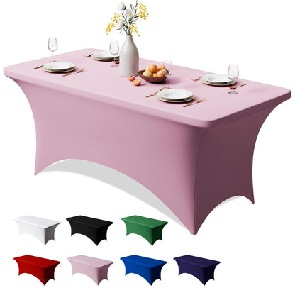 Trlyc 2 Pack 6FT Black Spandex Table Cloth 72 x 30 Inch