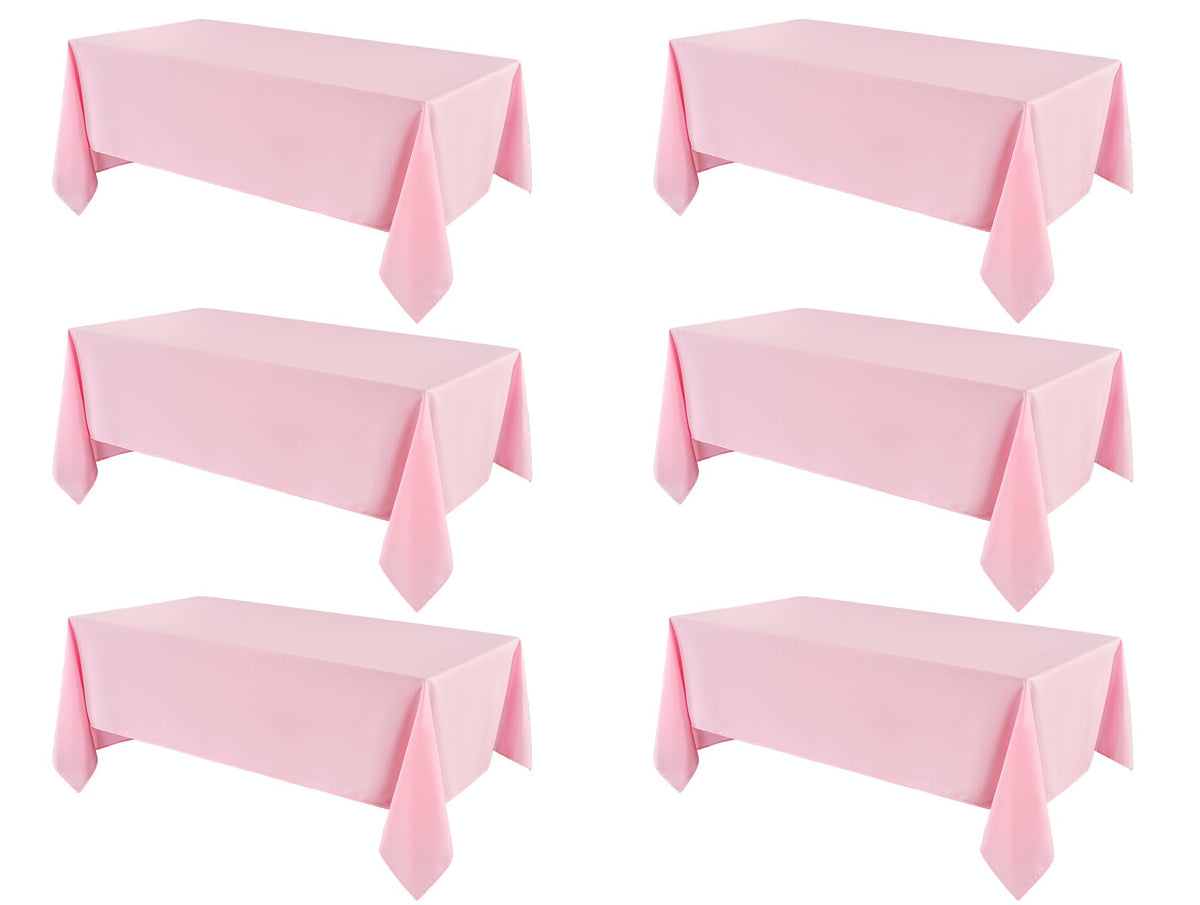 6 Pack Ivory Rectangle Tablecloths 60x120 Inch for 8ft Tables