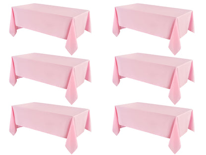 6 Pack Ivory Rectangle Tablecloths 60x120 Inch for 8ft Tables