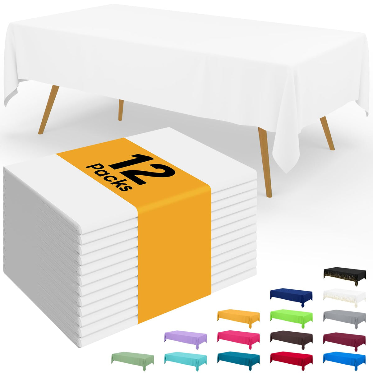 Smiry Plastic Disposable Waterproof Table Cloth - 54 x 108 Inch, 6 Packs