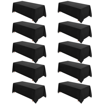 VidaFete Classic Series 10 Pack 90 * 132inch Black Rectangle Tablecloth