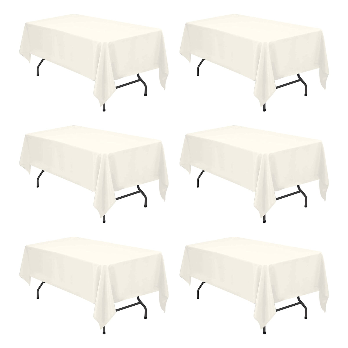 BRILLMAX 6 Pack White Tablecloths 60x126 Inch for 8ft Rectangle Tables