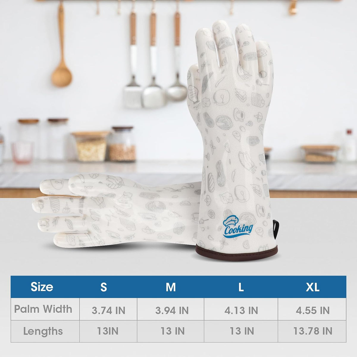 Heat Resistant Gloves Food Grade Oven Mitts Liquid Silicone with Nylon Line Reusable Waterproof for Women Handle Hot Food White Small