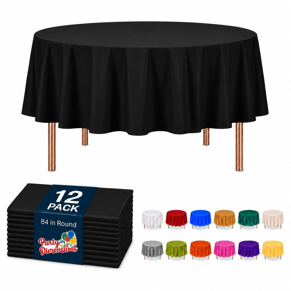 Party Dimensions White Disposable Plastic Tablecloth for Rectangle Tables (12 Pack) Table Cloths for Parties, Events & Weddings, Indoors Outdoors, 54 x 108 inches, Plastic Table Cover