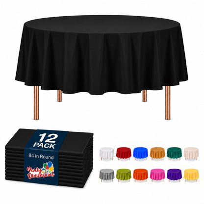 Party Dimensions White Disposable Plastic Tablecloth for Rectangle Tables (12 Pack) Table Cloths for Parties, Events & Weddings, Indoors Outdoors, 54 x 108 inches, Plastic Table Cover