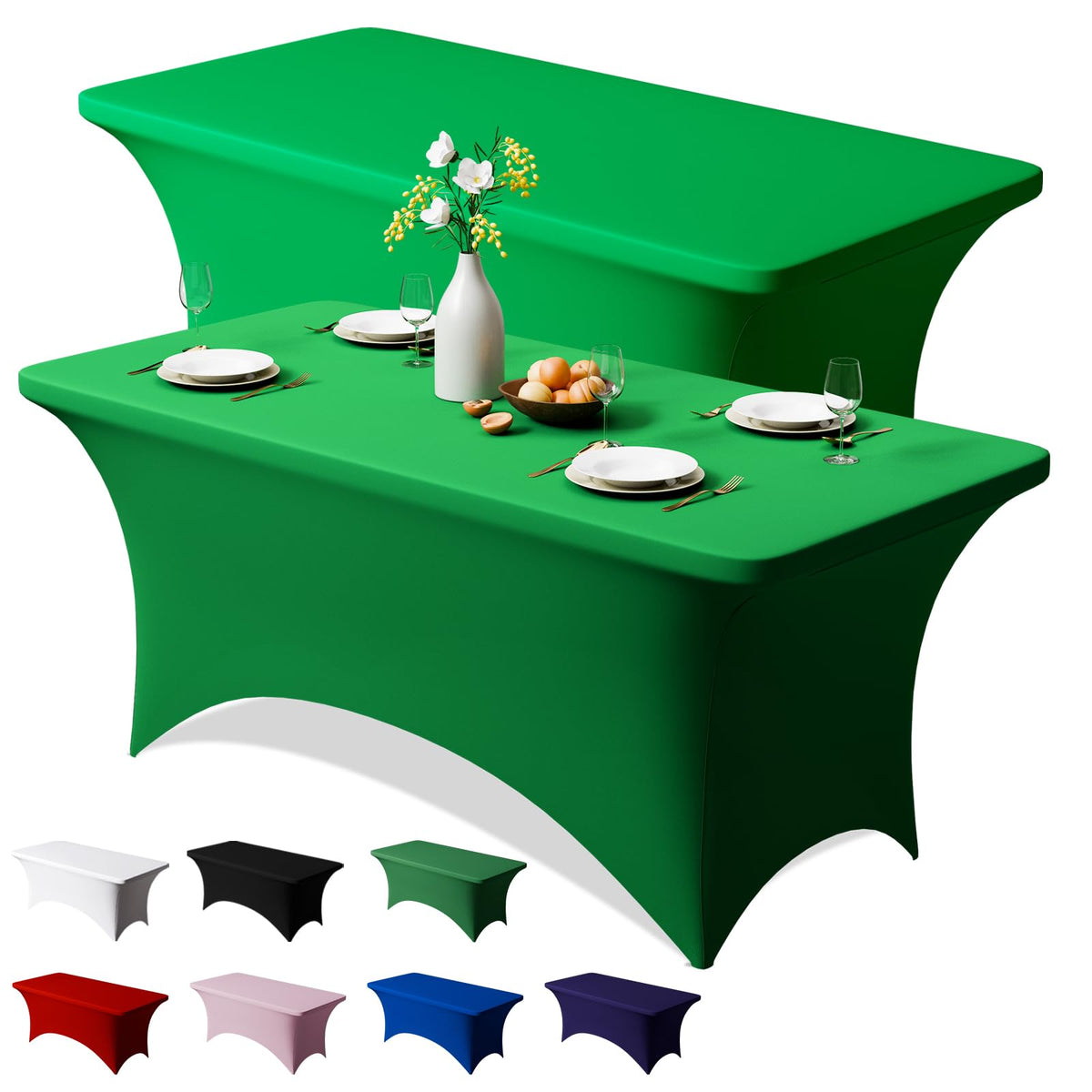 Trlyc 2 Pack 6FT Black Spandex Table Cloth 72 x 30 Inch