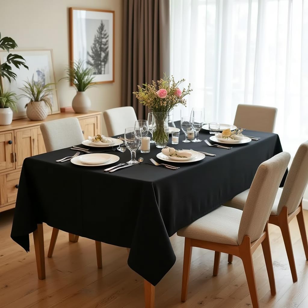 sancua Rectangle Tablecloth, 60 x 102 Inch, Black