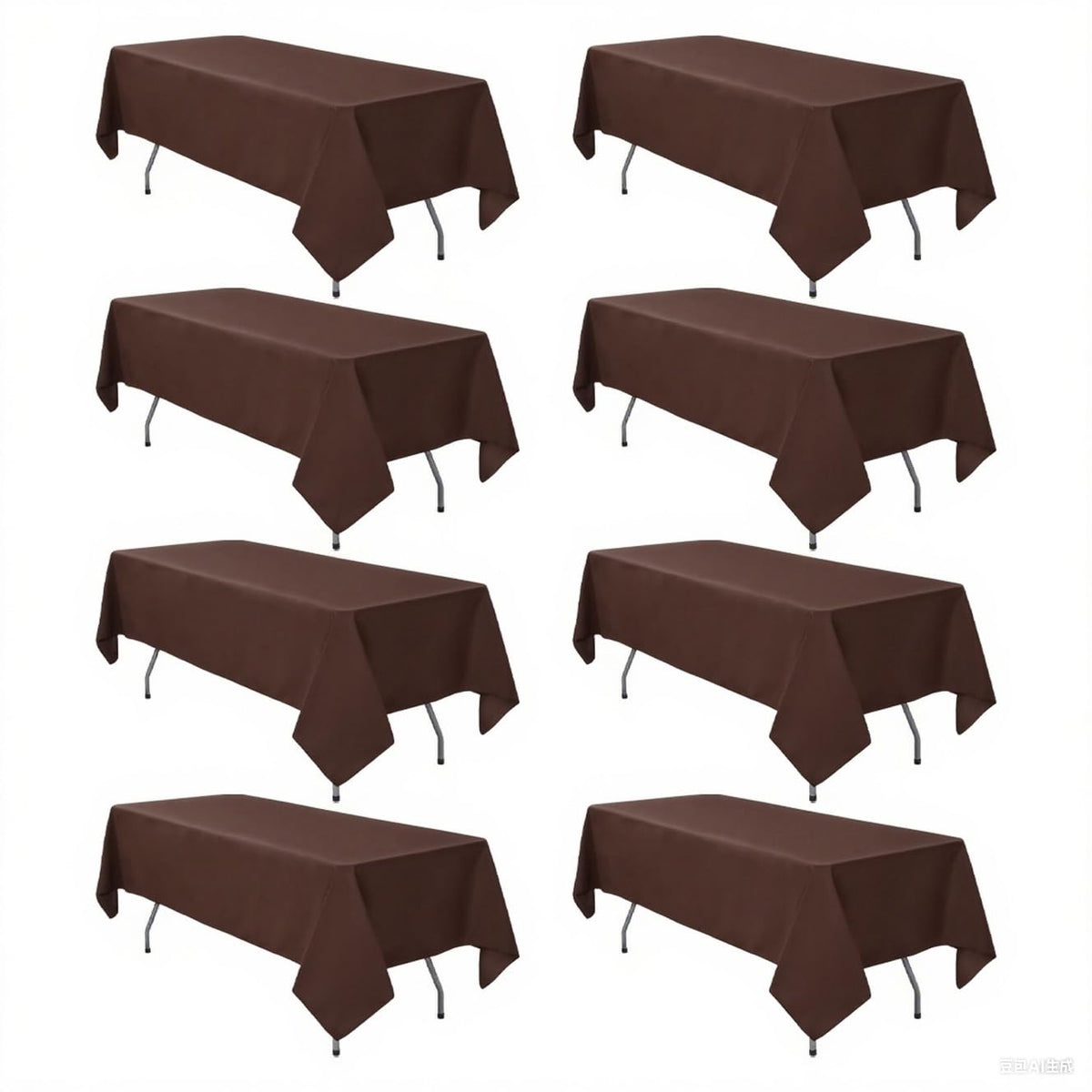 8 Pack White Rectangle Table Cloth 60 x 102 Inch For 6 Foot Tables