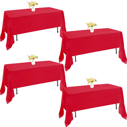 4 Pack Rectangle Tablecloth 60x102 Inch Black Washable Polyester Table Cover for Wedding Dining Table Buffet Parties Banquet Decoration（Black）
