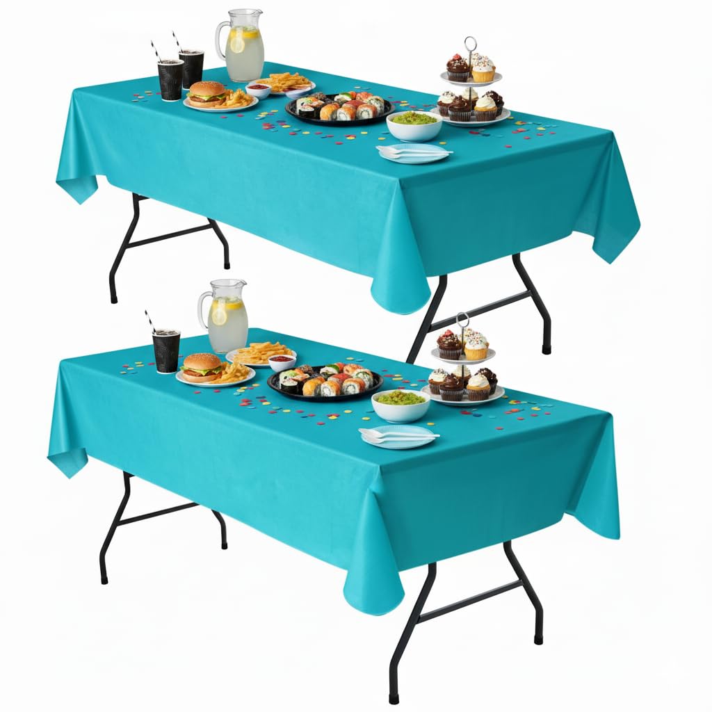 Waterproof Vinyl White Tablecloth With Flannel Backing 2 Pcs 60x120 In