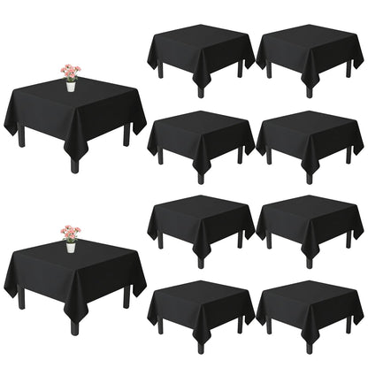 10 Pack Black Tablecloths 60 x 102 Inch for 6 Foot Rectangle Tables