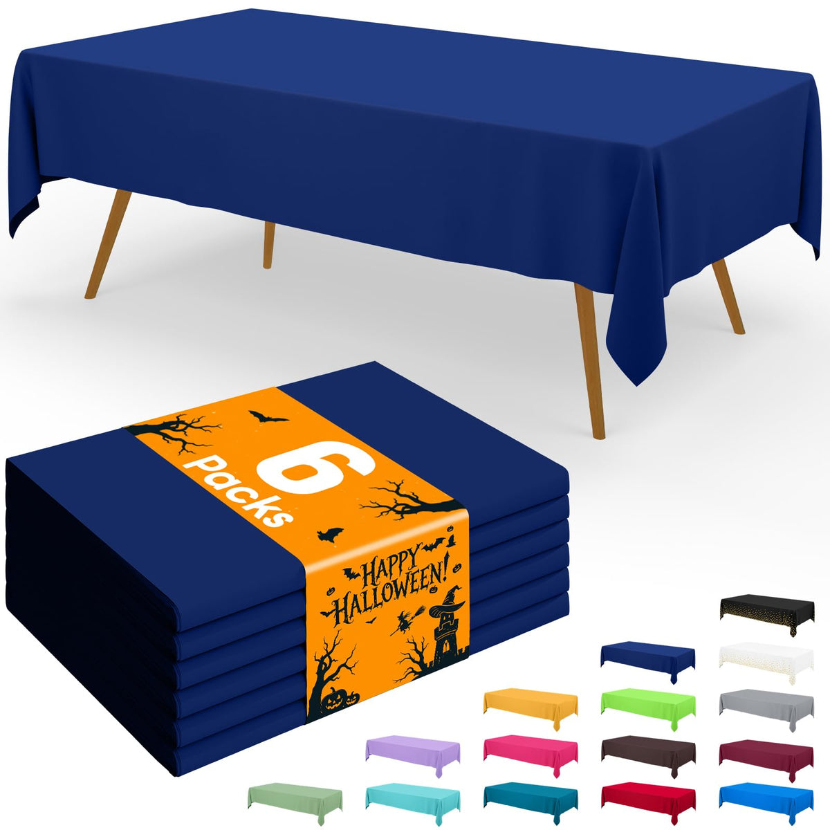 Smiry Plastic Disposable Waterproof Table Cloth - 54 x 108 Inch, 6 Packs