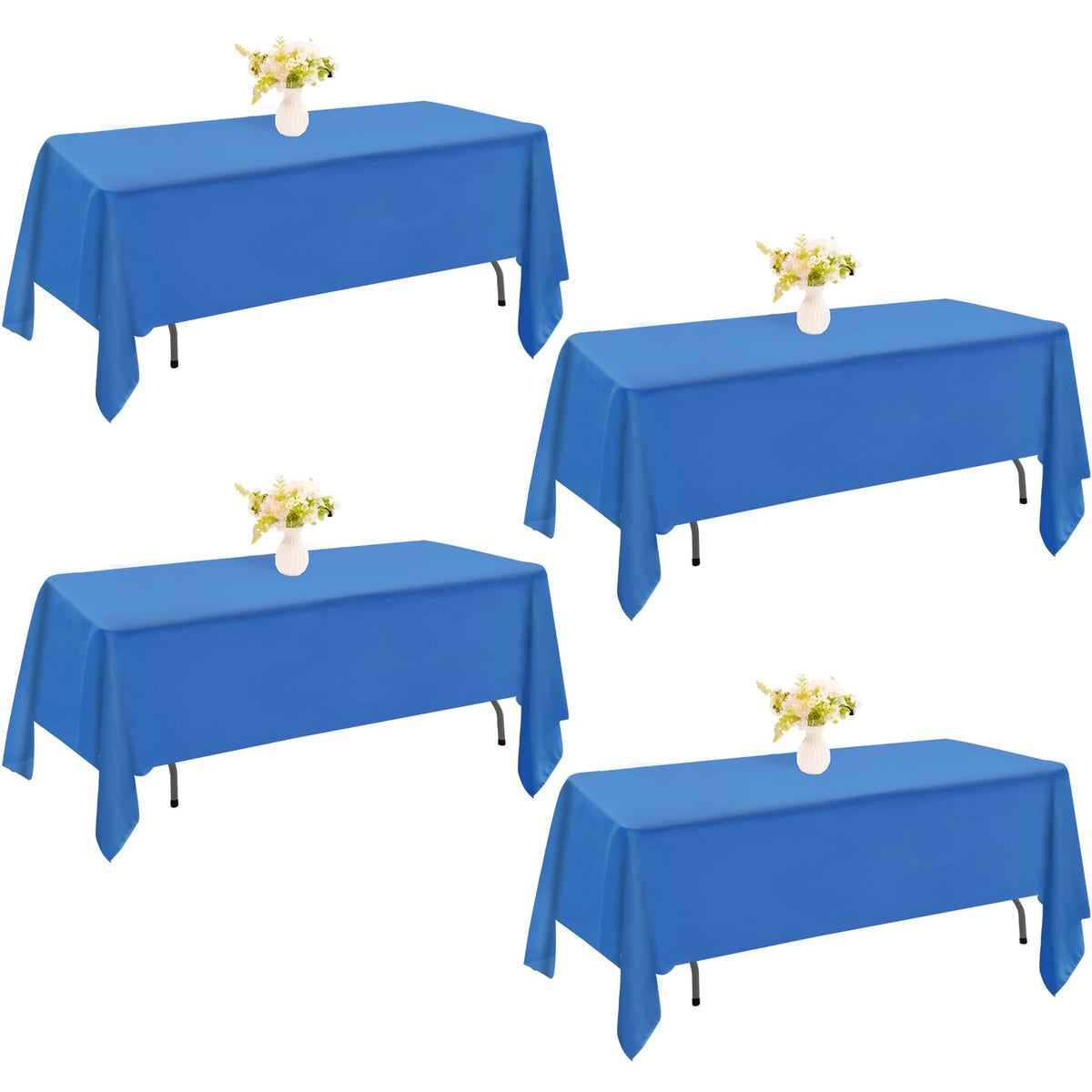 4 Pack Rectangle Tablecloth 60x102 Inch Black Washable Polyester Table Cover for Wedding Dining Table Buffet Parties Banquet Decoration（Black）