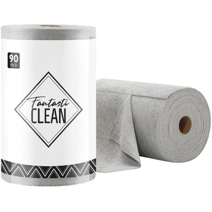 Fantasticlean Microfiber Cleaning Cloth Roll- 40 Sheets, 12" x 12" (White)
