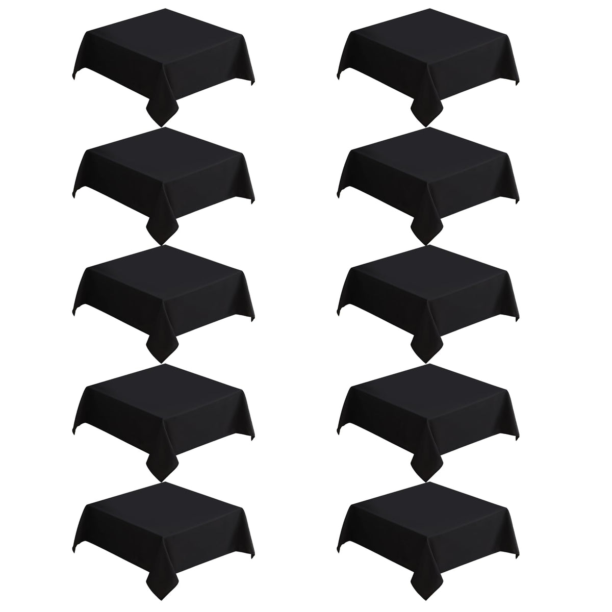 VidaFete Classic Series 10 Pack 90 * 132inch Black Rectangle Tablecloth