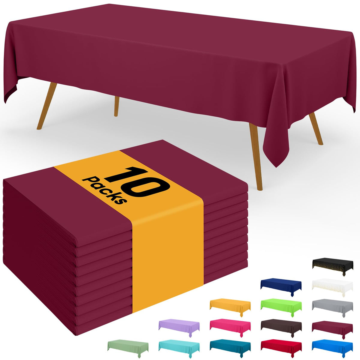 Smiry Plastic Disposable Waterproof Table Cloth - 54 x 108 Inch, 6 Packs