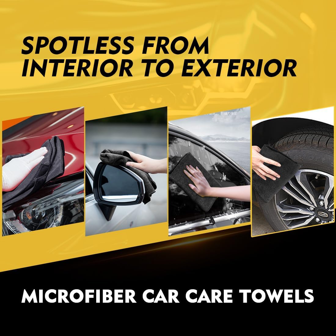 HOMEXCEL Black Microfiber Cleaning Cloth 12 Pack, 12.5 x 12.5 inch Microfiber Towels for Cars, Ultra Absorbent Car Washing Cloth, Lint Free Streak Free Cleaning Rags for Car, Kitchen, and Window