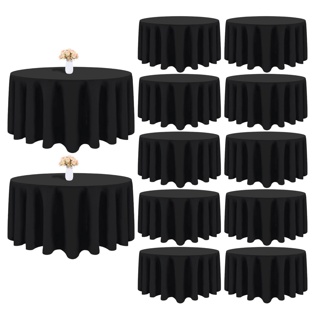 12 Pack Black Tablecloths Rectangle 60 x 102 Inch for 6 Foot Tables
