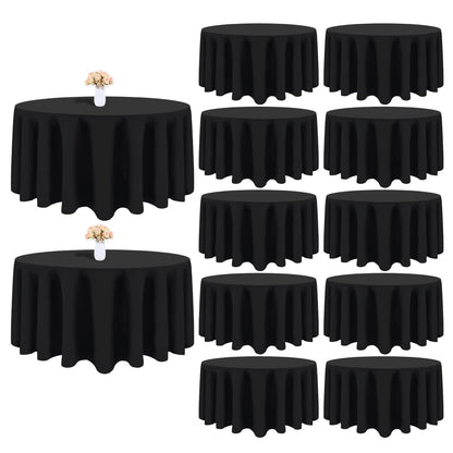 12 Pack Black Tablecloths Rectangle 60 x 102 Inch for 6 Foot Tables
