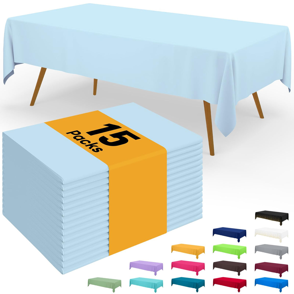 Smiry Plastic Disposable Waterproof Table Cloth - 54 x 108 Inch, 6 Packs