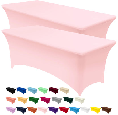 Utopia Kitchen Spandex Table Cloth 2 Pack [8FT, 96Lx30Wx30H Inch, Black]