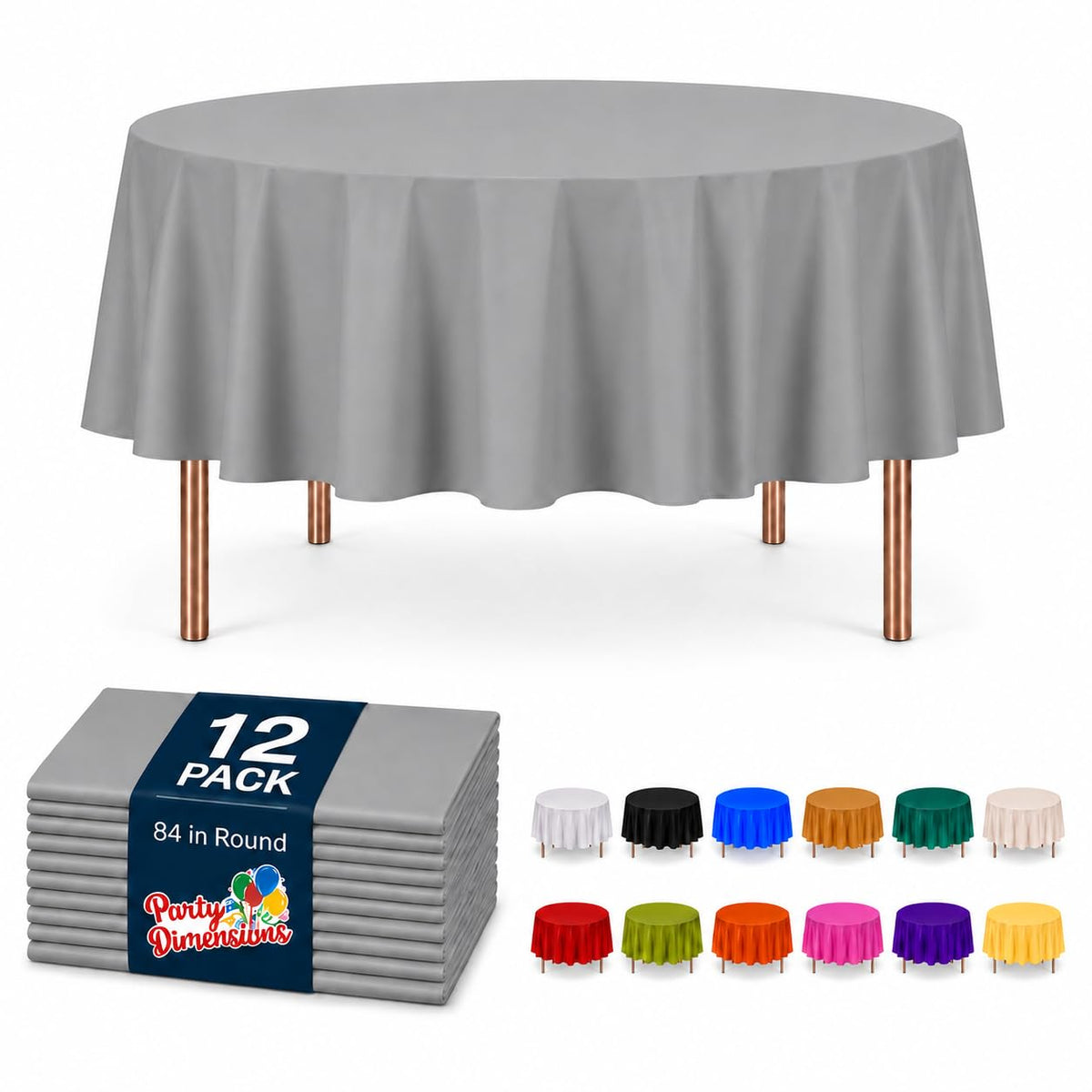 Party Dimensions White Disposable Plastic Tablecloth for Rectangle Tables (12 Pack) Table Cloths for Parties, Events & Weddings, Indoors Outdoors, 54 x 108 inches, Plastic Table Cover