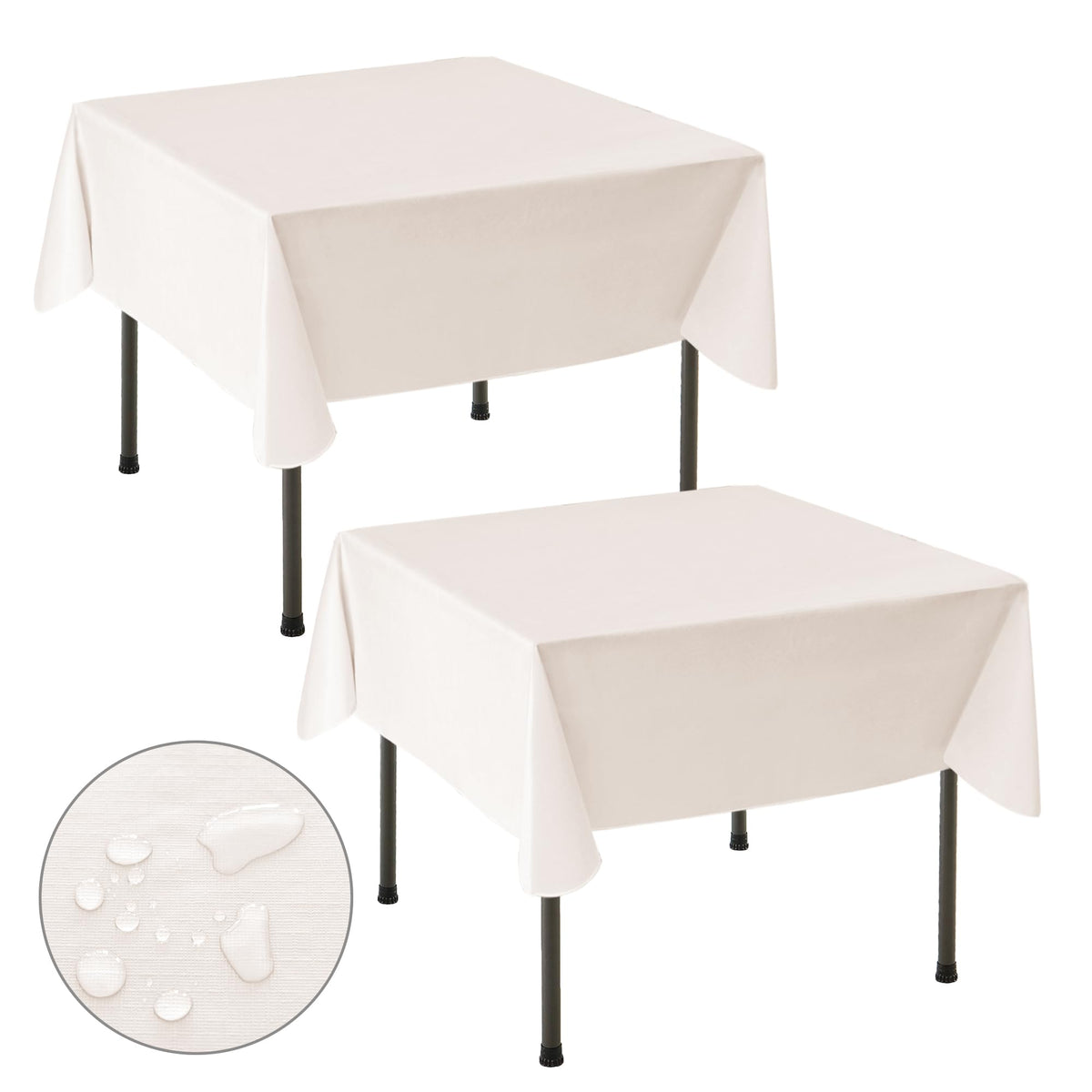 Waterproof Vinyl White Tablecloth With Flannel Backing 2 Pcs 60x120 In