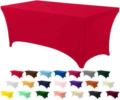 Utopia Kitchen Spandex Tablecloth 2 Pack [6FT, Black] Tight, Fitted, Washable and Wrinkle Resistant Stretch Rectangular Patio Table Cover for Event, Wedding, Banquet & Parties [72Lx30Wx30H Inch]