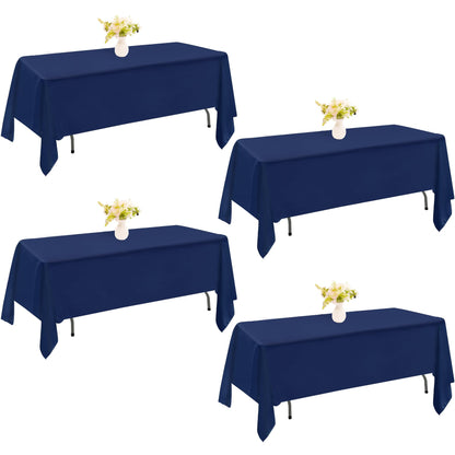 4 Pack Rectangle Tablecloth 60x102 Inch Black Washable Polyester Table Cover for Wedding Dining Table Buffet Parties Banquet Decoration（Black）