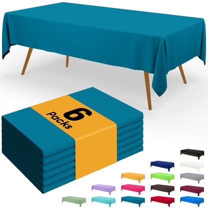 Smiry Plastic Disposable Waterproof Table Cloth - 54 x 108 Inch, 6 Packs