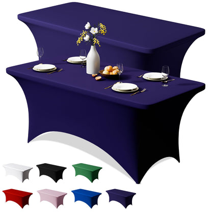 Trlyc 2 Pack 6FT Black Spandex Table Cloth 72 x 30 Inch