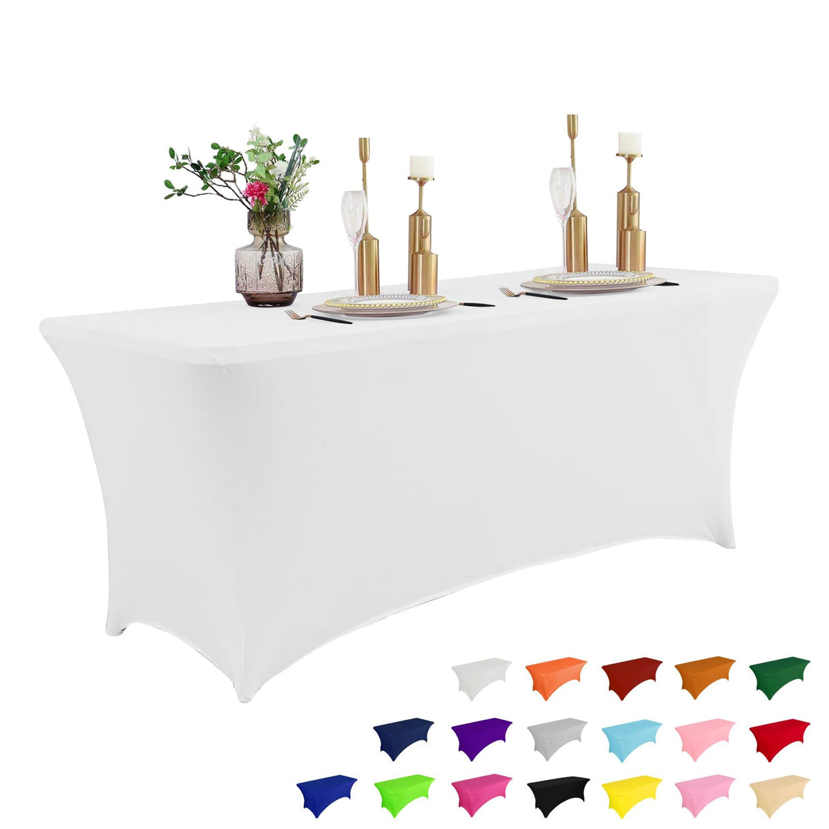 IVAPUPU 2 Pack 6FT Black Table Cloth for Rectangular Spandex Table Cover